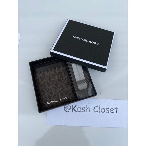 Michael Kors card case with bill clip logo brown - Picture 2 of 4